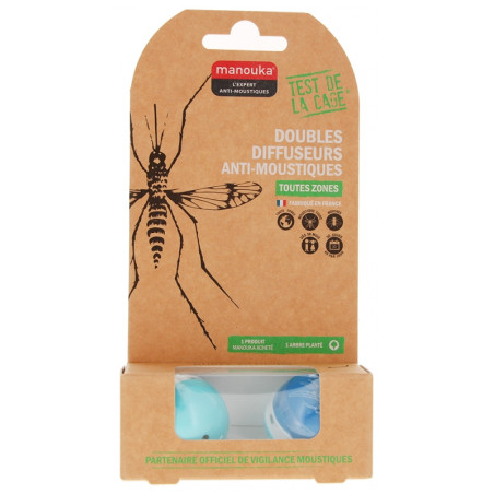 Manouka Doubles Diffuseurs Anti-Moustiques - Couleur : Bleue