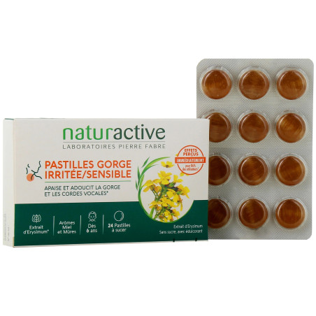 Naturactive Pastilles Gorge Irritée ou Sensible - 24 pastilles