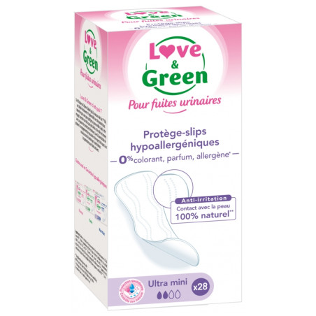 Love & Green pour Fuites Urinaires Protège-Slips Hypoallergéniques Ultra-Mini 28 Protège-Slips