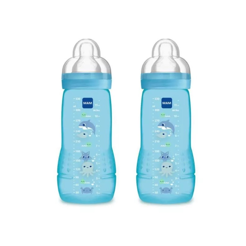 Mam easy active™ biberon 2ème âge bleu 330ml Mam easy active™ biberon 2ème âge bleu 330ml