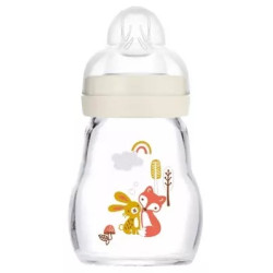 Mam biberon en verre tétine débit 1 blanc 170ml
