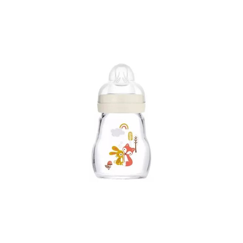 Mam biberon en verre tétine débit 1 blanc 170ml Mam biberon en verre tétine débit 1 blanc 170ml