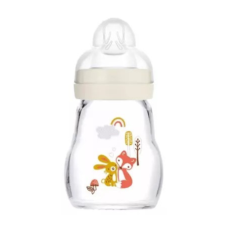 Mam biberon en verre tétine débit 1 blanc 170ml